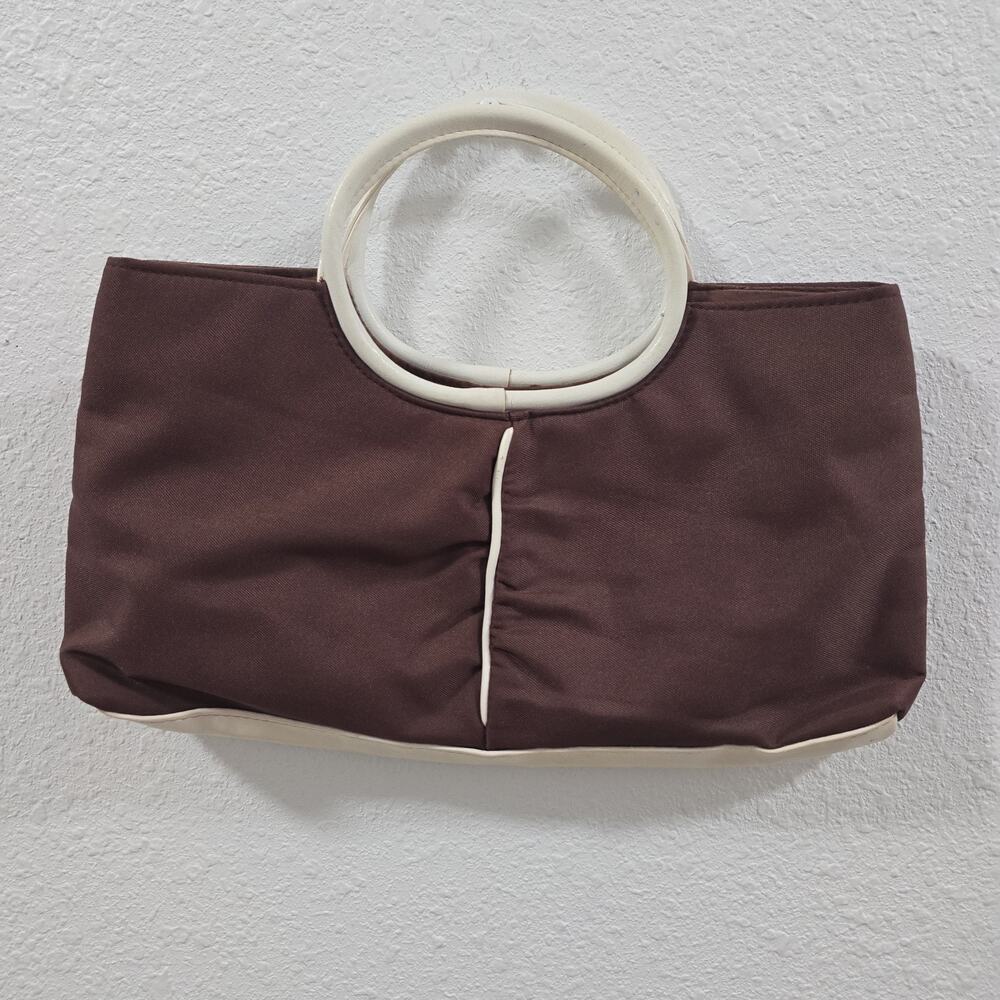 Victoria’s Secret Brown White Handle Tote Purse Bag Vintage Style Medium Y2K